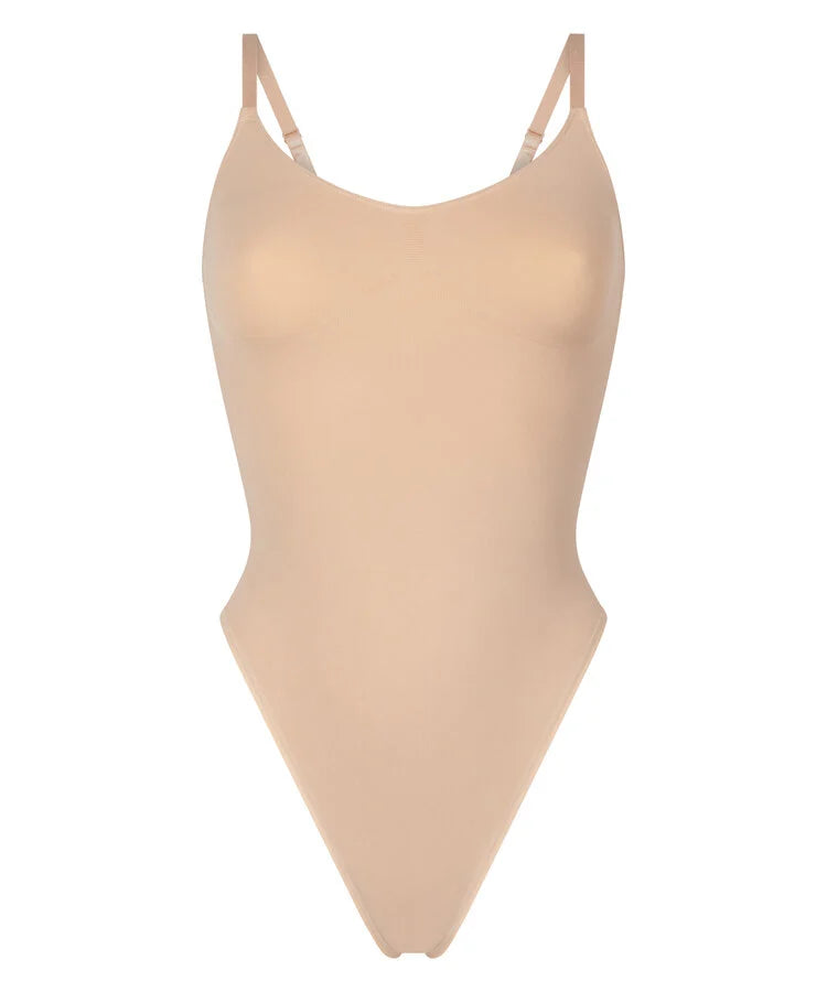 Seamless High-Waist Shaping Bodysuit Beige - Product Flat View