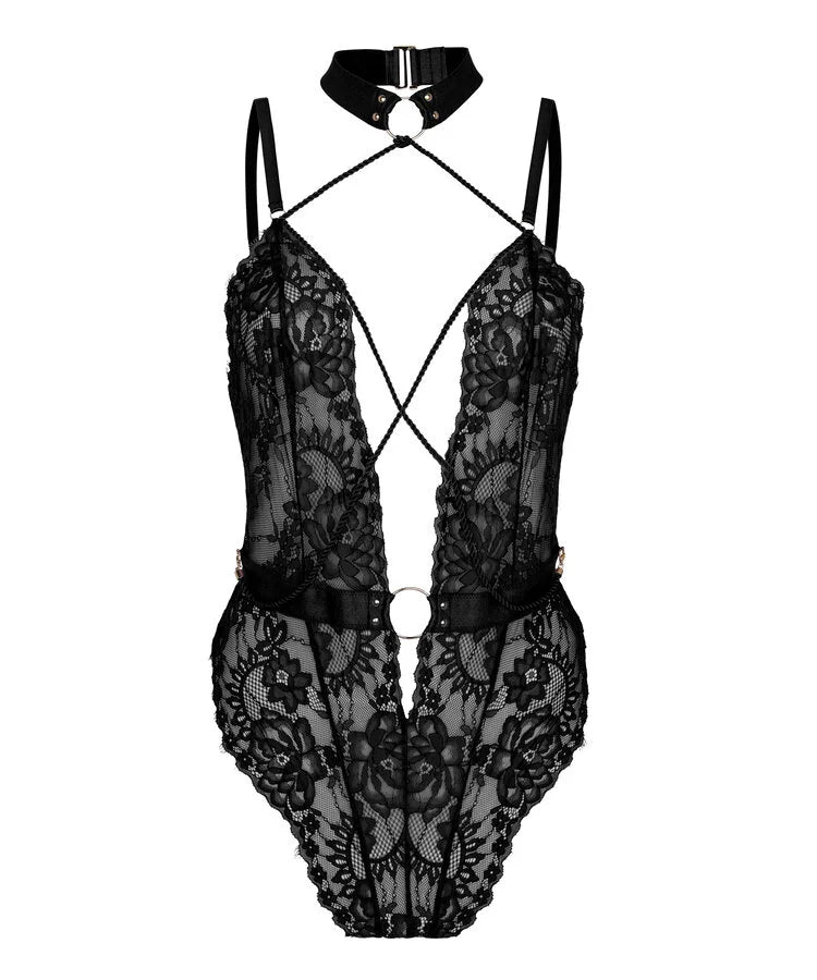 Private Bodysuit Brandy Black - Full Product Flat View